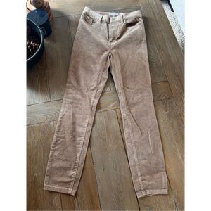 LOFT Corduroy Pants Women Tan 2P 26 High Waist Skinny Petite (T1)